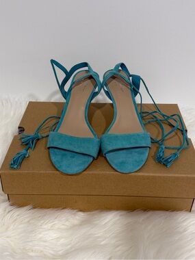 Turquoise Suede Lace-Up Women's Sandals Ladies